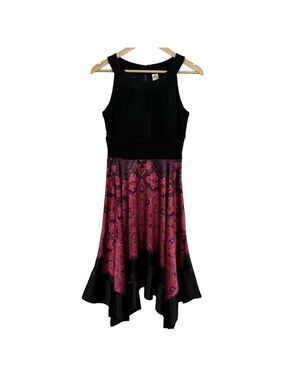 Sangria Cocktail Dress Sz 8 Black Pink Red Handkerchief Party Sexy Event EUC